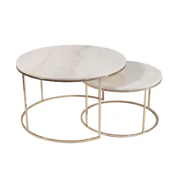 Soffbord Stenexpo Monaco Set Runda Vardagsrumsbord i Marmor & Metall