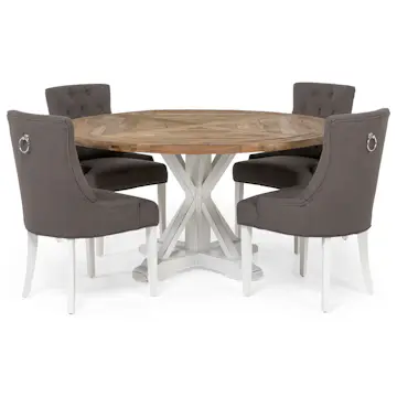 Matgrupp In Living Lyon Ø150 cm Rund Natur/Vit med 4 st Viktoria Stolar