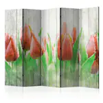 Rumsavdelare Skärmvägg Arkiio Red Tulips on Wood II 225x172 cm