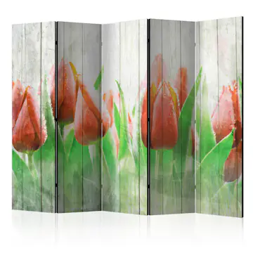 Rumsavdelare Skärmvägg Arkiio Red Tulips on Wood II 225x172 cm