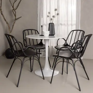 Matgrupp Venture Home Hamden Ø80 cm med 4 Dyrön stolar