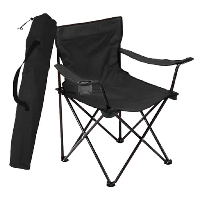 Campingstol Briv Svart Hopfällbar Med Förvaringspåse