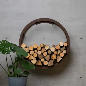 Vedförvaring GrillSymbol Bern 72 cm Cortenstål Väggfäst Vedhylla