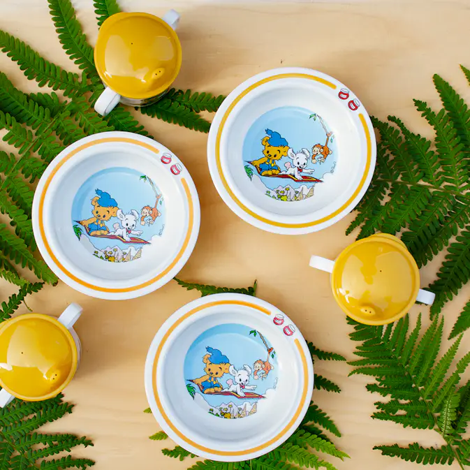 Sugkoppstallrik Rätt Start Bamse Gul