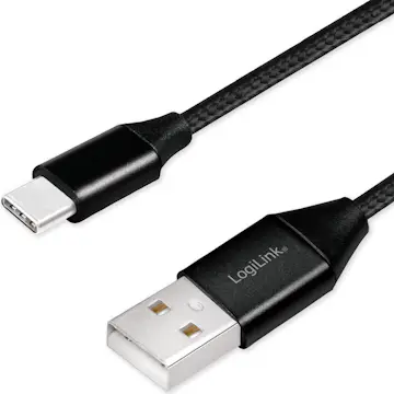 USB-C Ladd/synk-kabel LogiLink USB 2.0 15W 0,3 m Textil