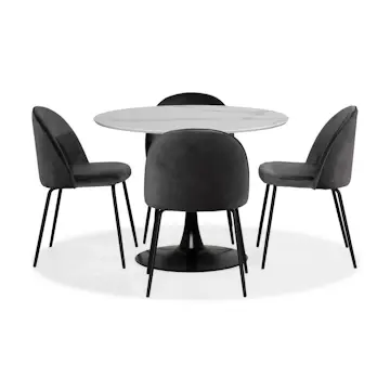 Matgrupp Basic Home Caitly Runt Matbord 100 cm Svart Bas med 4 FelipeMatstol