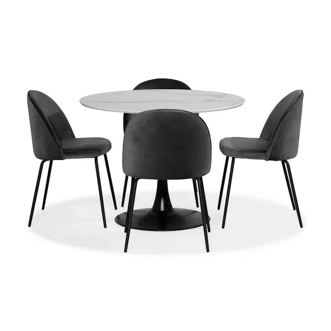 Matgrupp Basic Home Caitly Runt Matbord 100 cm Svart Bas med 4 FelipeMatstol