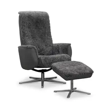 Ställbar fåtölj Hagagruppen Paris Fårskinn med Pall