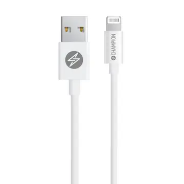 USB-A Champion till Lightning Kabel 2m Vit