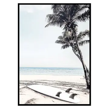 Poster Gallerix Surfboard On Beach