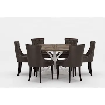 Matgrupp Bloomington Lyon Runt Matbord 150 cm Vit Bas med 6 Tuva Matstol