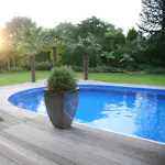 Stålväggspool Planet Pool Premium Inbyggd Oval 8x4,2 m inkl SF8 Stege och Tillbehör