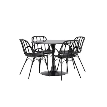 Matgrupp Venture Home Glade Ø 100 cm med 4 Dyrön Stolar