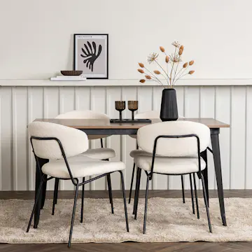 Matgrupp Venture Home Tempe Matbord 140 cm & 4 Chico Stolar i Boucle