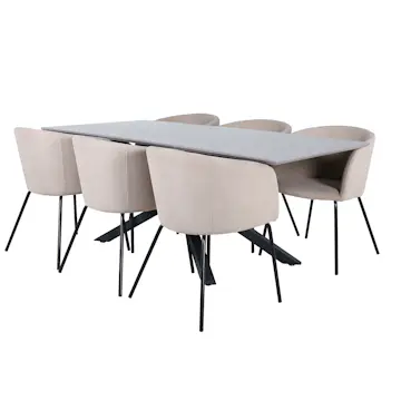 Matgrupp Venture Home med Piata Matbord och 6 Bergen Matstolar