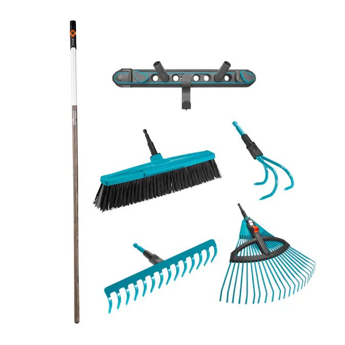 Premiumpaket Gardena Combisystem Räfsa & Kratta Med Luckrare & Förvaring