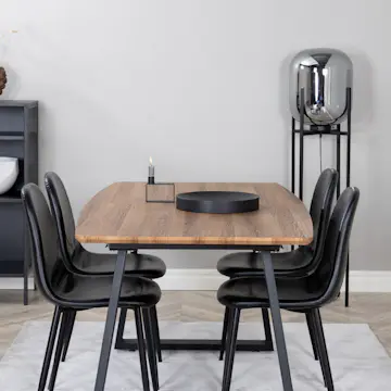 Matgrupp Venture Home Ina med 4 Pobbie Stolar Konstläder Svart