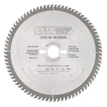 Sågklinga CMT Orange Tools fintandad 250x3,2x30 T80 TFW