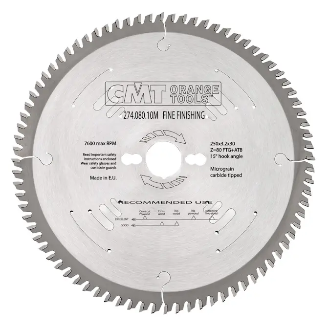 Sågklinga CMT Orange Tools fintandad 250x3,2x30 T80 TFW