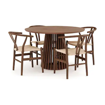 Matgrupp Bark Peyra Runt Matbord 120 cm med 4 Dastoori Matstol