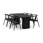 Matgrupp Bark Kopparbo Rektangulärt Matbord 200-260 cm Förlängningsbartt med 6 Cytie Matstol