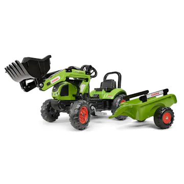 Trampbil Falk Frontlastare Claas med Vagn för Barn Grön
