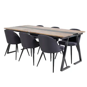 Matgrupp Venture Home Jane med 6 Valentina Stolar Polyestertyg