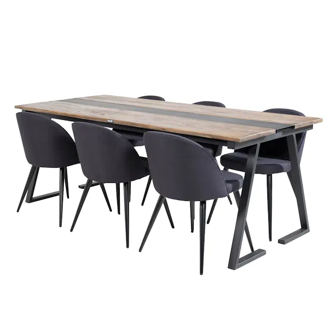 Matgrupp Venture Home Jane med 6 Valentina Stolar Polyestertyg