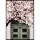 Poster Gallerix Pink Flowers Green Door
