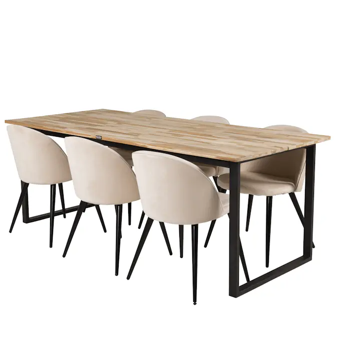 Matgrupp Venture Home Cirebon med 6 Velvet Stolar