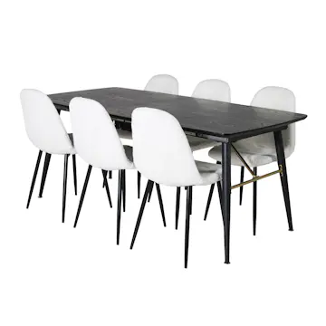 Matgrupp Venture Home Guld med 6 Pooya Stolar Polyestertyg