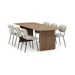 Matgrupp Bark Richeto Rektangulärt Matbord 240 cm med 6 Cyana Matstol