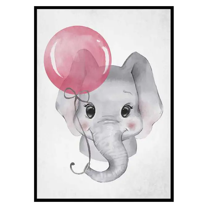 Poster Gallerix Elephant Pink Balloon