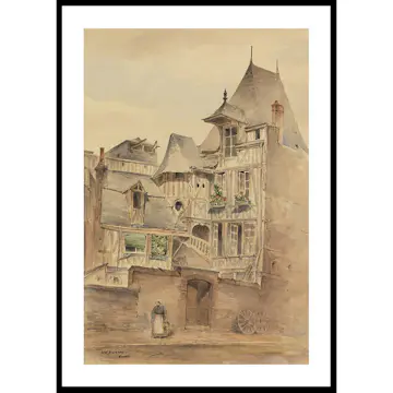 Poster Gallerix Street Scene With Medieval Houses By Arnold W. Brunner