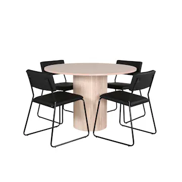 Matgrupp Venture Home med Bianca Matbord och 4 Kungshamn Matstolar i Konstläder