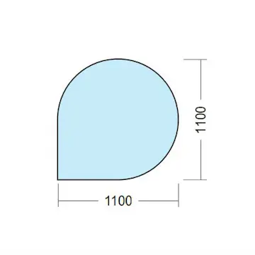 Golvglas Kaminexperten 1100 x 1100 Droppe