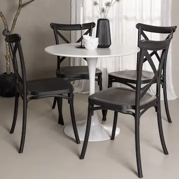 Matgrupp Venture Home Hamden Ø80 cm med 4 Crosett stolar