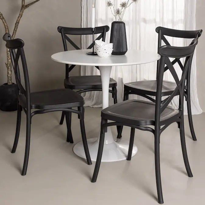 Matgrupp Venture Home Hamden Ø80 cm med 4 Crosett stolar