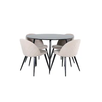 Matgrupp Venture Home Silvia med 4 Valentina Stitcthes Stolar Polyesterlinen