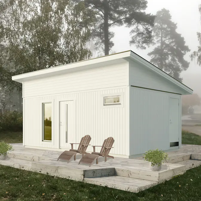 Attefallshus Vibostugan Njuta Funkis 25-2 24,3 m² Trähus