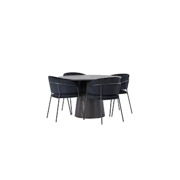 Matgrupp Venture Home Lanzo Ø120 cm med 4 st Selma stolar