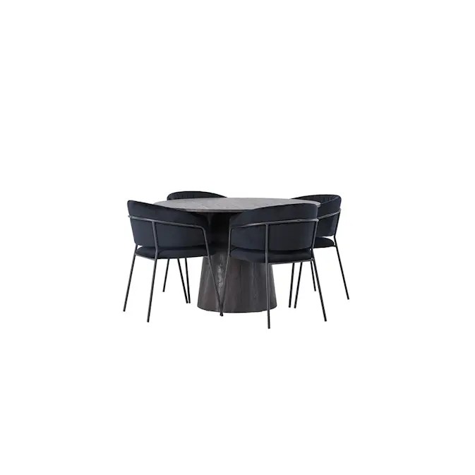 Matgrupp Venture Home Lanzo Ø120 cm med 4 st Selma stolar