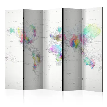 Rumsavdelare Skärmvägg Arkiio White-Colorful World Map 225x172 cm
