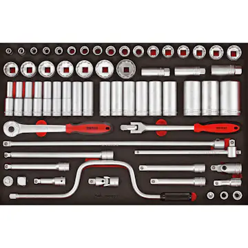 Hylsnyckelsats 63 delar med 1/2 tum fyrkantsfäste Teng Tools TTESK63