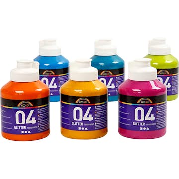 Glitterfärg Creativ Company Mixade Färger Nr. 04 6x500 ml/1 Låda