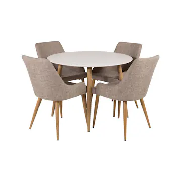 Matgrupp Basic Home Pelle Runt Matbord 100 cm med 4 Pelle Matstol