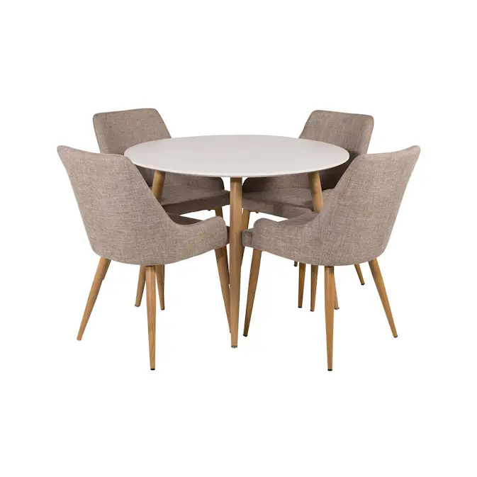 Matgrupp Basic Home Pelle Runt Matbord 100 cm med 4 Pelle Matstol