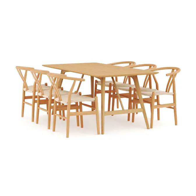 Matgrupp Bark Jerup Rektangulärt Matbord 180 cm med 6Dastoori Matstol