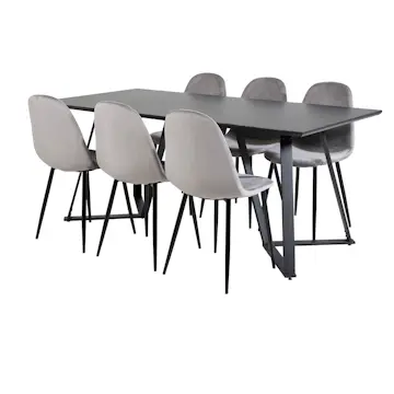 Matgrupp Venture Home Madde med 6 Pobbie Stolar Sammet