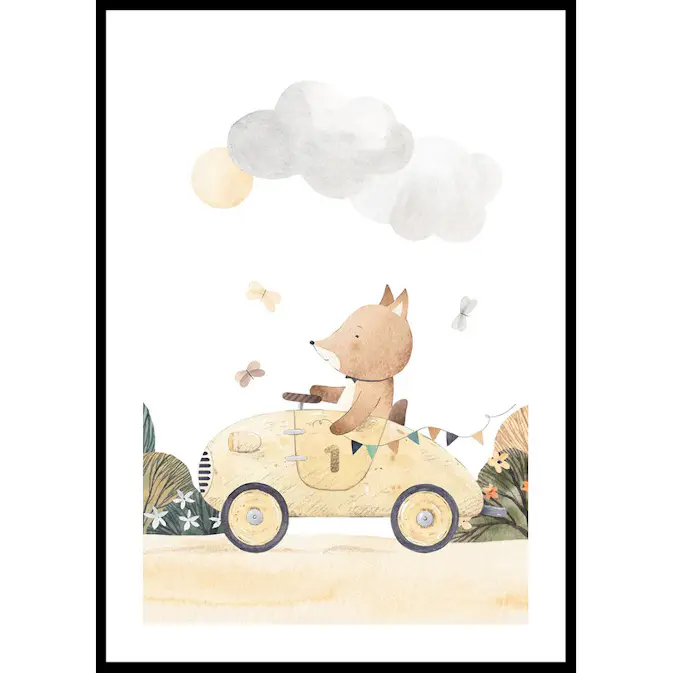 Poster Gallerix Fox Driving A Car
